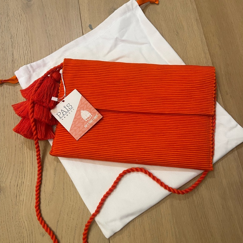 Vibrant Orange Crocodile Texture Clutch